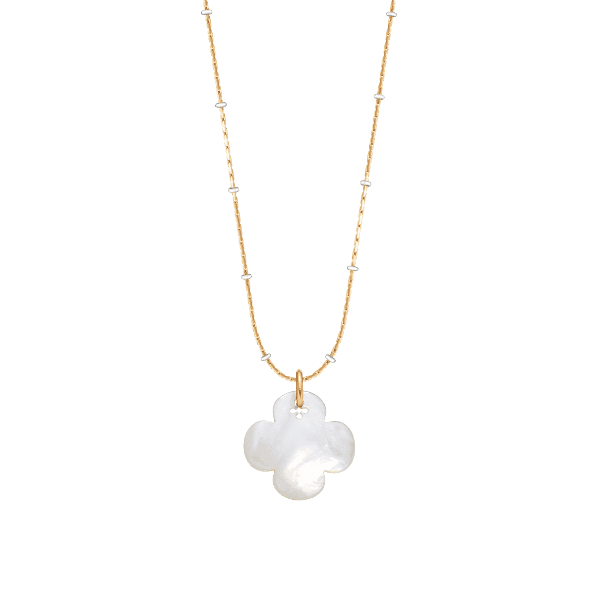 Women's necklace Sublime adjustable with clover pendant, gold - plated, Lilou - Necklaces - A03/MARKET/ANS/347 - Lilou - Tessora