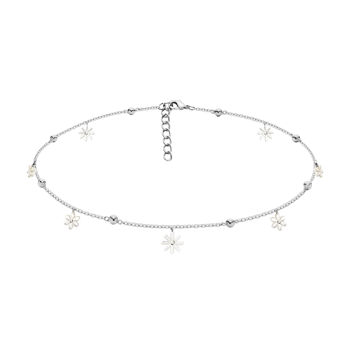 Women's necklace with floral motifs silver - plated, Lilou - Necklaces - 125/34/LAN/MP/SR - Lilou - Tessora