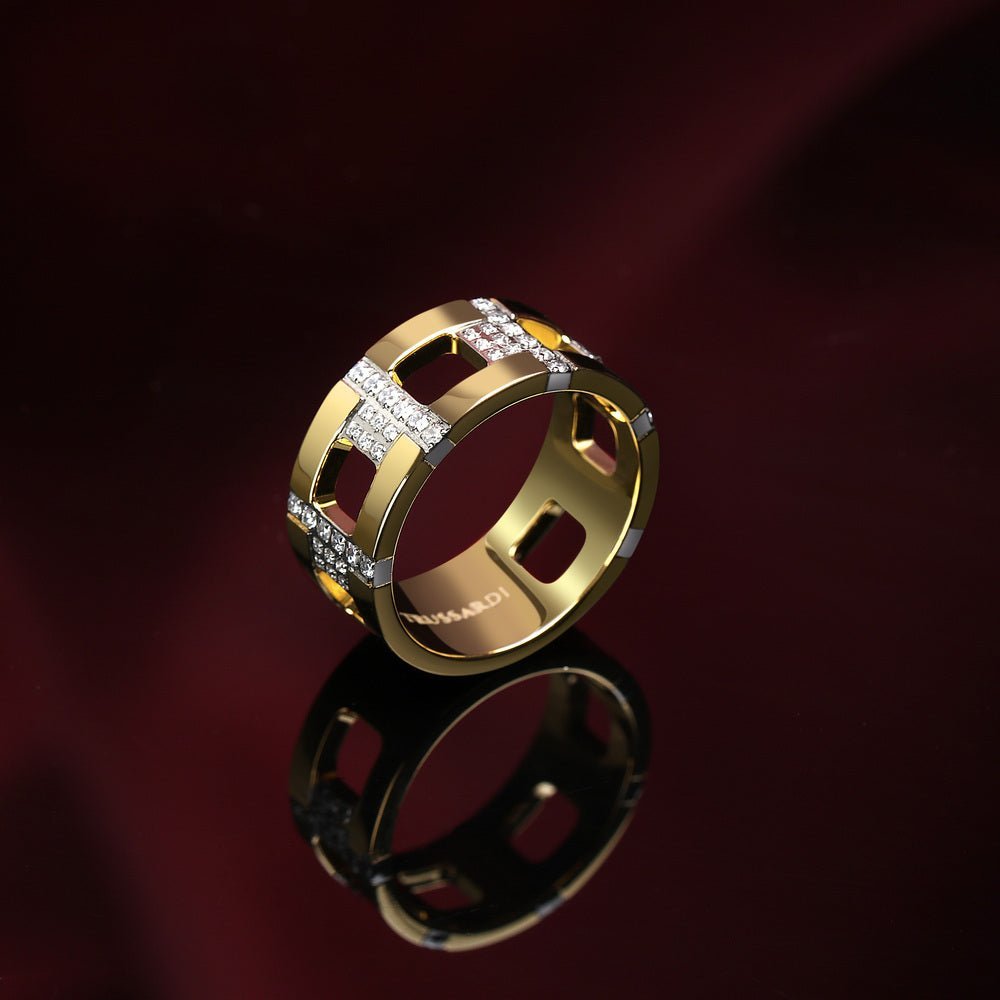 Women's pavé ring – T - Logo, TRUSSARDI - Rings - tjaxc38012 - TRUSSARDI - Tessora