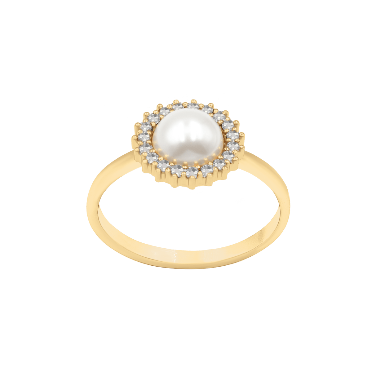 Women's ring Cosmos with white pearl gold - plated, Lilou - Pearl Rings - 225/11/PIE/NO3/PEB/BIA/12/PO - Lilou - Tessora