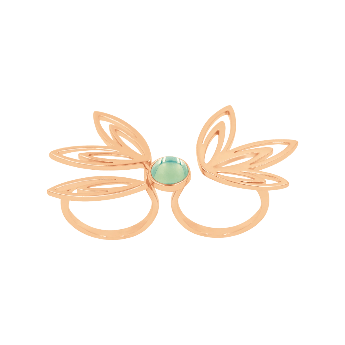 Women's ring Sunshine statement for two fingers with green amethyst gold - plated, Lilou - Rings - 126/11/PIE/ZIA/RZ - Lilou - Tessora