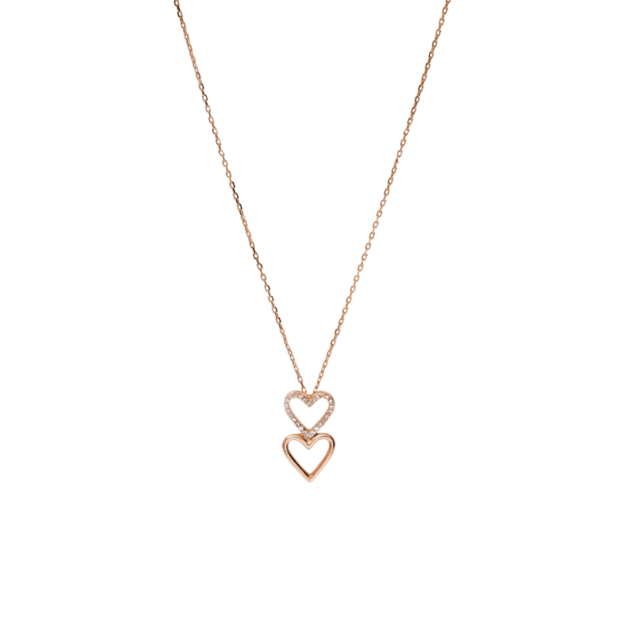 Women's Silver Necklace GOT ME with Heart, Rose Gold - Plated, White Zirconia, 42cm, ROSATO - Necklaces - RZGM01 - ROSATO - Tessora