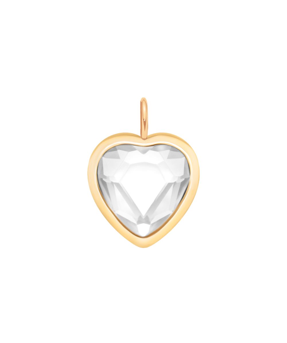 Women's Icons pendant with white heart-shaped crystal, gold-plated, Lilou