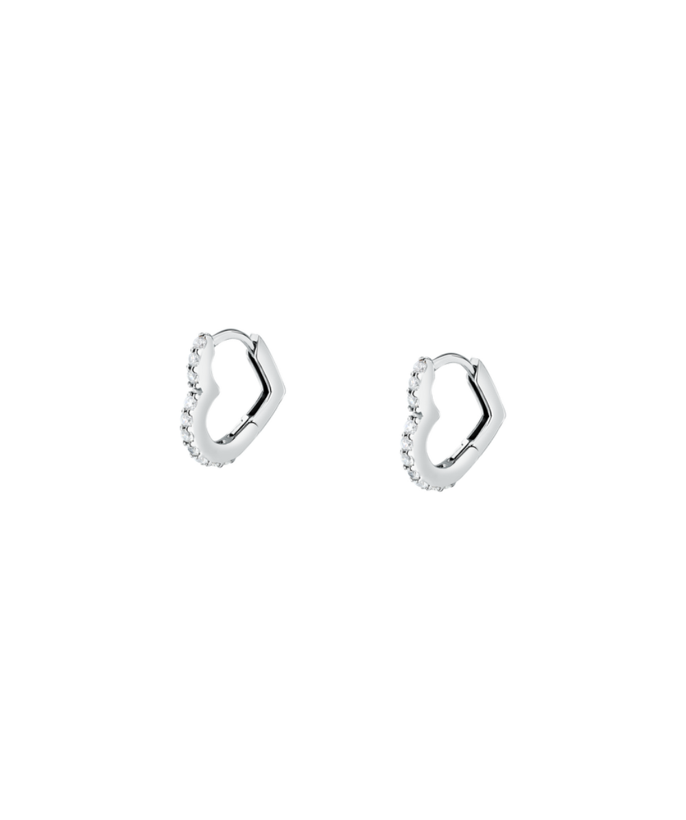 Women's earrings sterling silver Tesori heart-shaped, rhodium-plated, MORELLATO