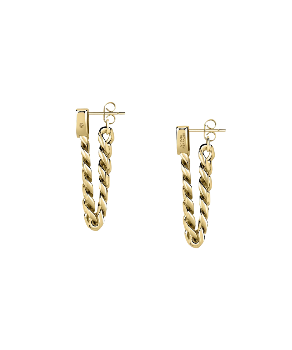 Women's BOSSY CHAIN earrings with green zircon, Chiara Ferragni