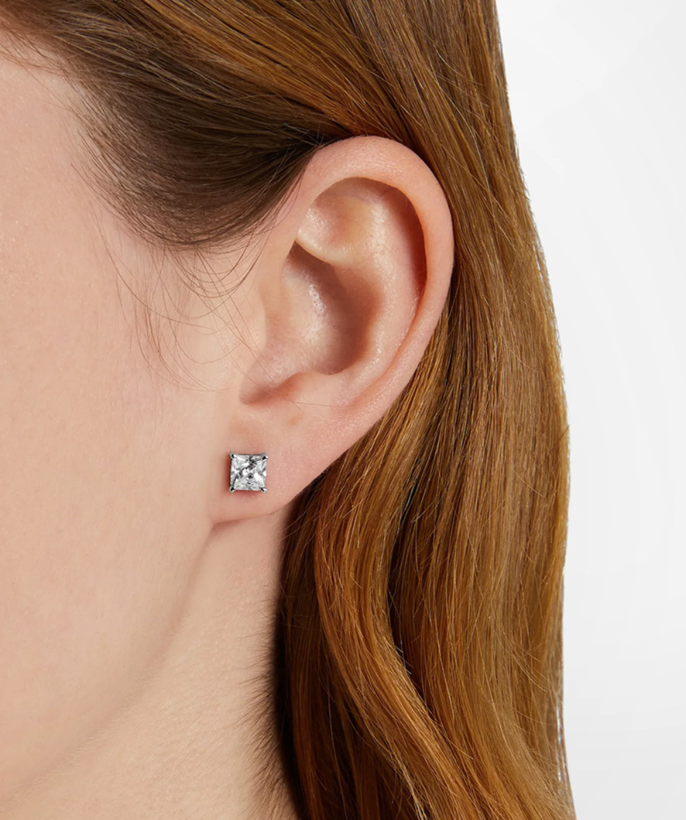 CLASSIC solitaire stud earrings, plated with rhodium, Chiara Ferragni
