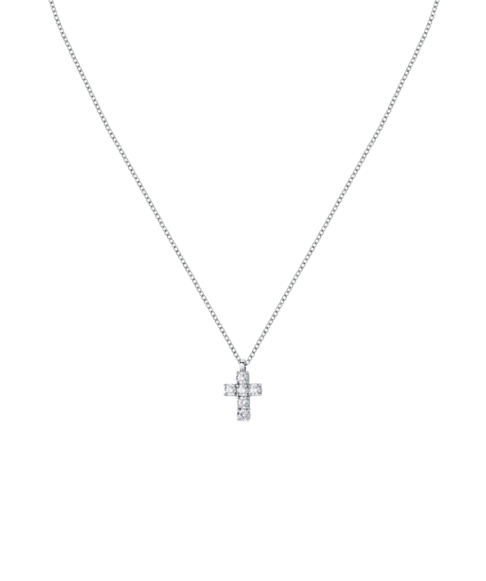 Women's necklace sterling silver Tesori with cross and stones, MORELLATO