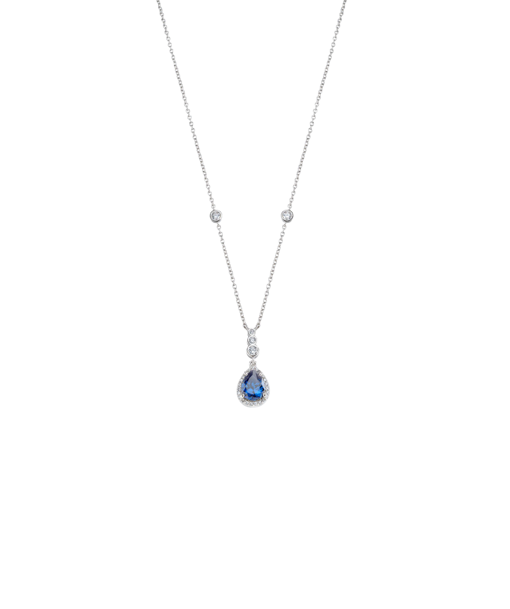 Women's necklace sterling silver Tesori with elongated pendant and zirconia stones, MORELLATO