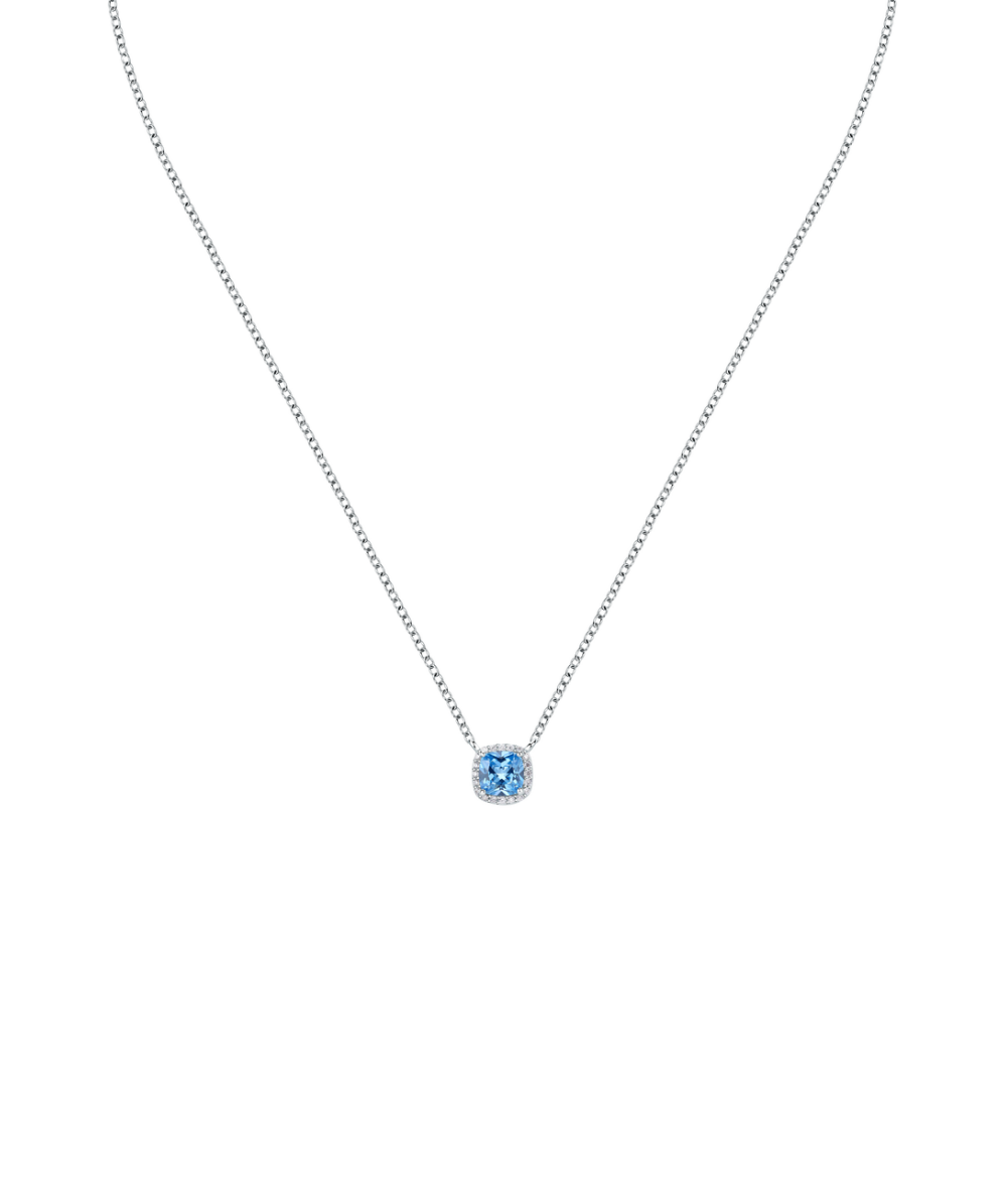 Women's necklace sterling silver Tesori with blue pendant and zirconia stones, MORELLATO