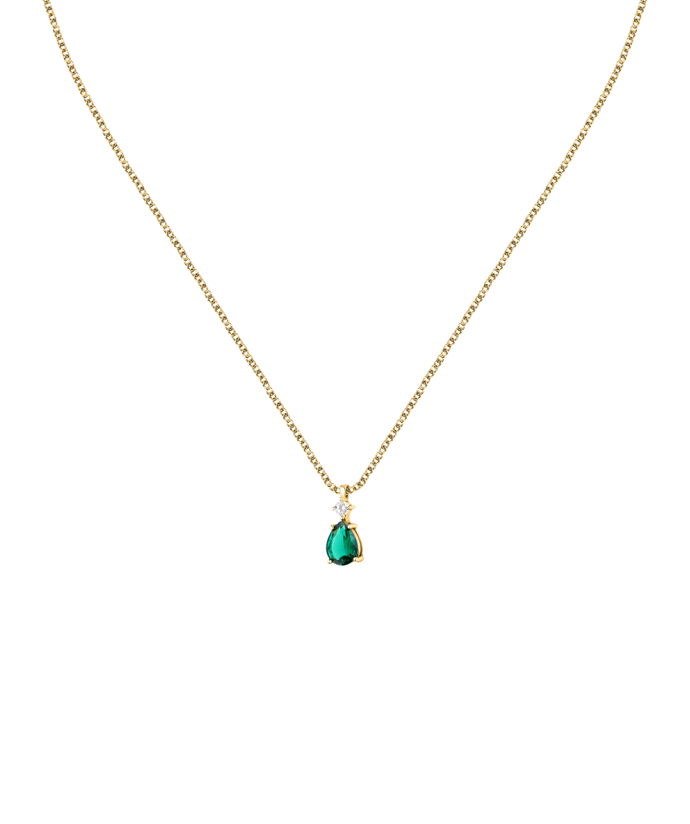 Women's necklace sterling silver Tesori with green stone, MORELLATO