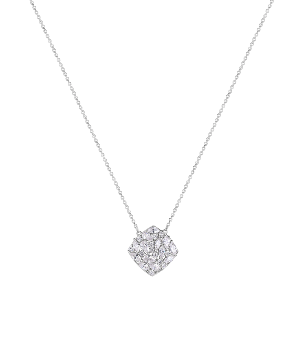 Colier de dama argint GEMMA scurt, zirconiu alb, 44cm, ROSATO