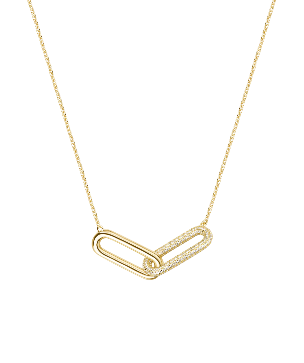 Women's silver necklace BIANCA short gold-plated, white zirconia, 44cm, ROSATO
