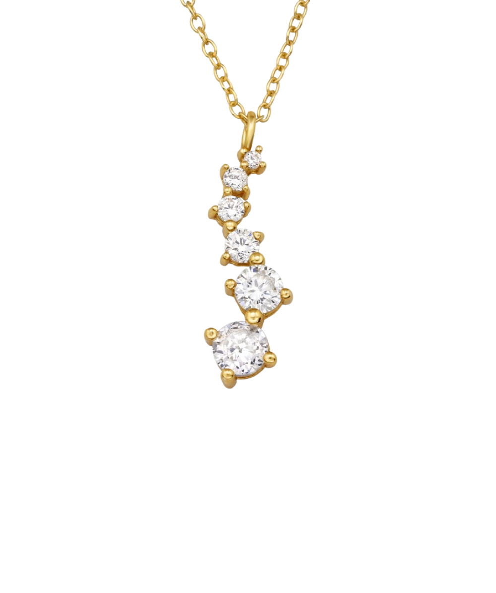 Women's silver necklace gold plated with dangling stones, Tessora