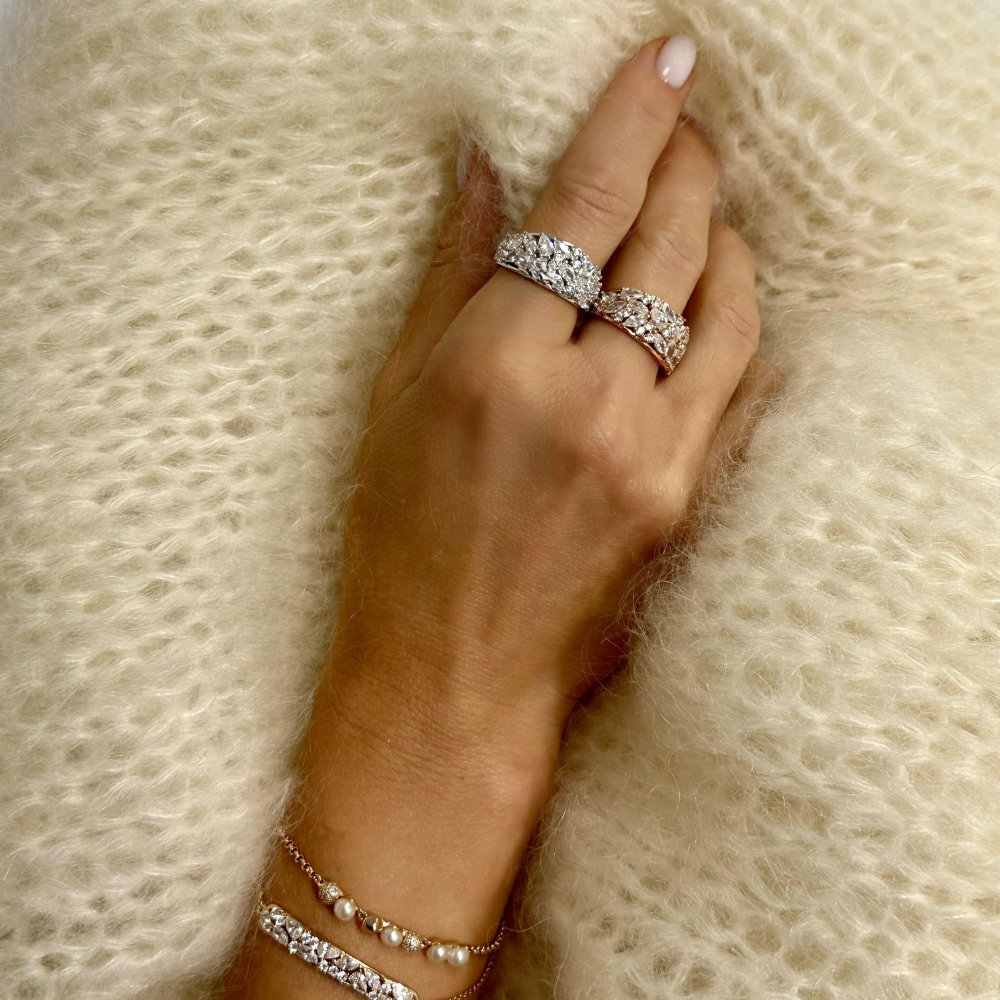 Women's Silver Wedding Band GEMMA, ROSATO