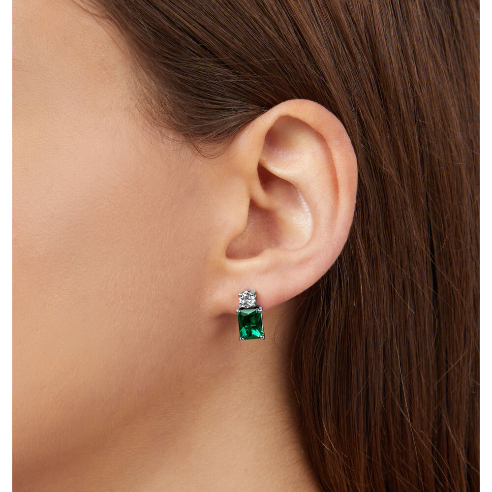Women's Silver Emerald Earrings, CHIARA FERRAGNI