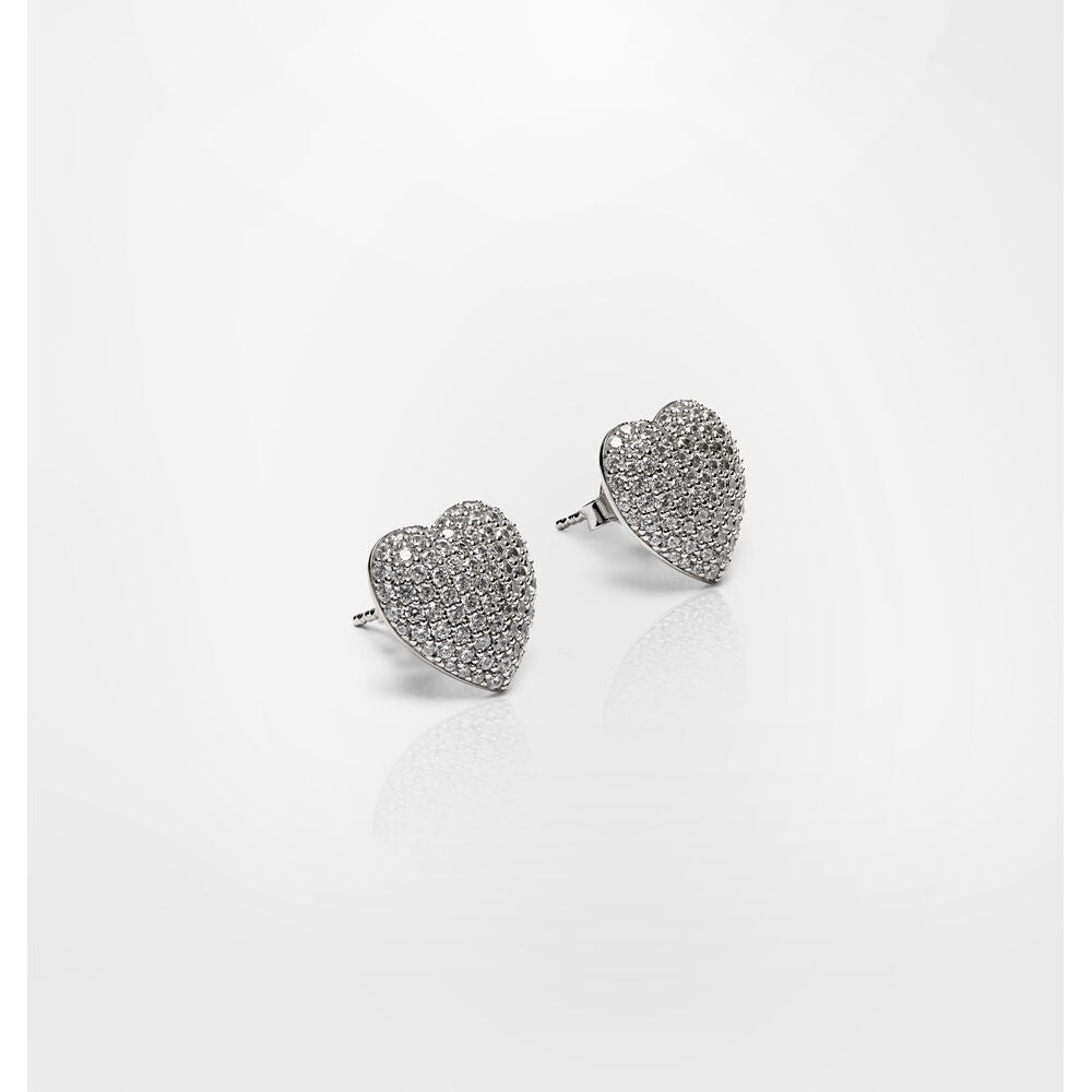 Cercei de dama din argint sterling in forma de inima cu pietre de zirconiu, CHIARA FERRAGNI