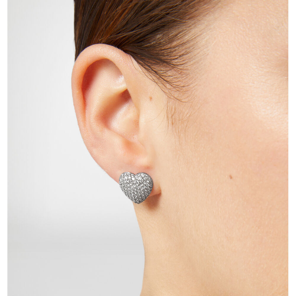 Cercei de dama din argint sterling in forma de inima cu pietre de zirconiu, CHIARA FERRAGNI