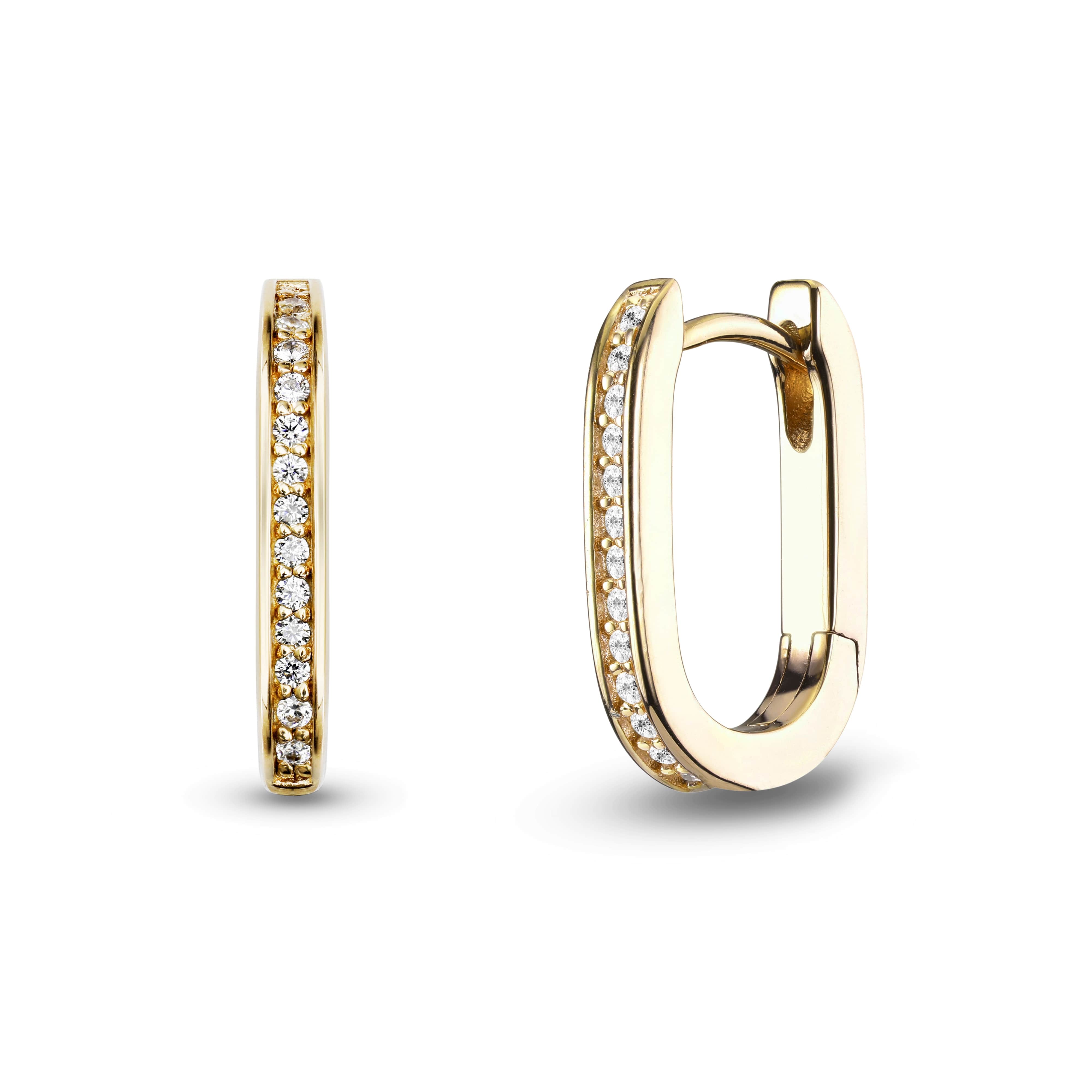 Women's earrings sterling silver round LUNA gold-plated, JETTE
