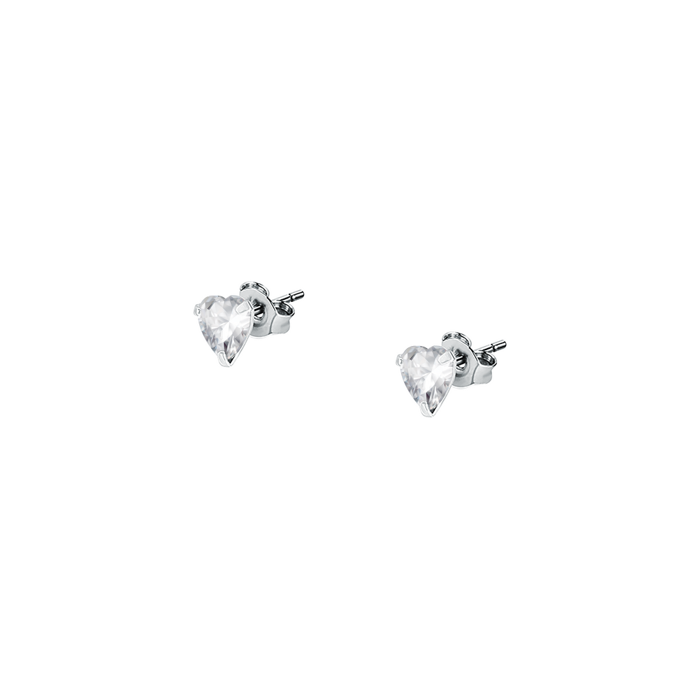 Women's earrings sterling silver with white zirconia stones, LA PETITE STORY