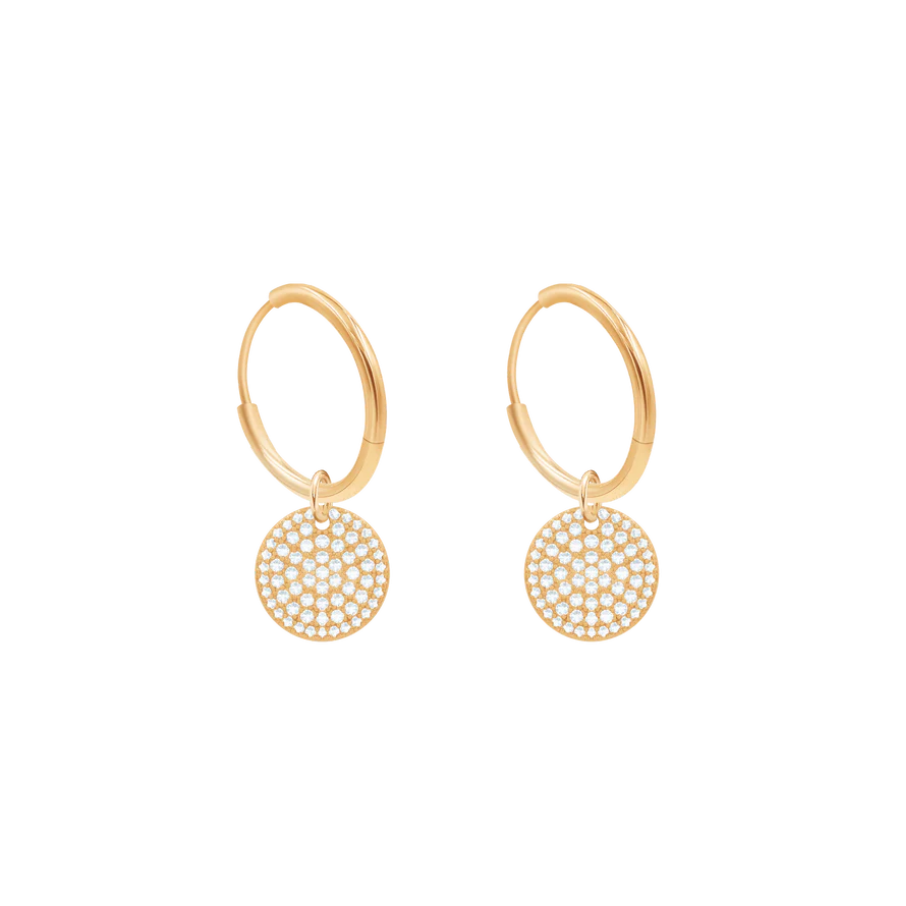 Women's mini creole earrings with medallions set gold-plated, Lilou