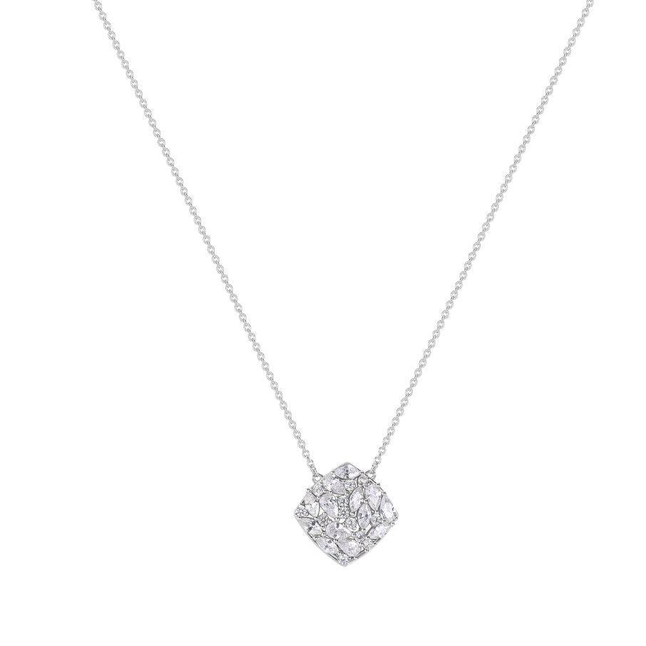 Colier de dama argint GEMMA scurt, zirconiu alb, 44cm, ROSATO
