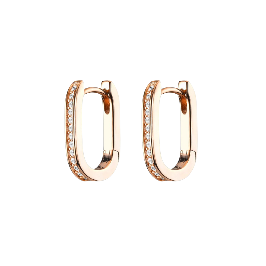 Cercei dama din argint rotunzi LUNA rose gold, JETTE
