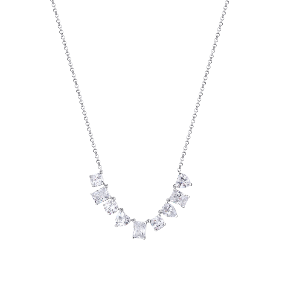 Colier de dama argint GEMMA scurt, zirconiu alb, 44cm, ROSATO