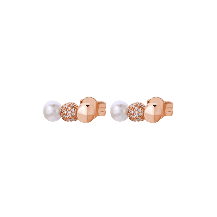 Cercei Stud Dama Argint AZZURRA cu Perle Naturale, ROSATO