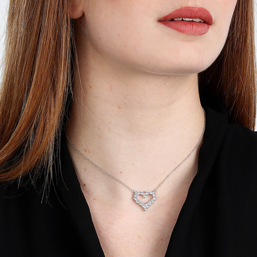 Women's necklace sterling silver Tesori heart-shaped with zirconia stones, MORELLATO