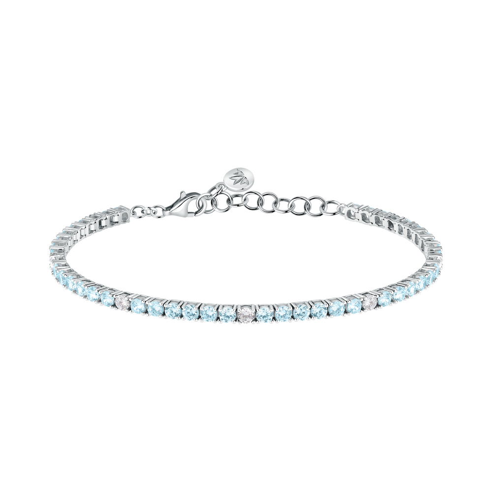 Women's bracelet sterling silver tennis Tesori with blue stones, adjustable 16+3cm, MORELLATO