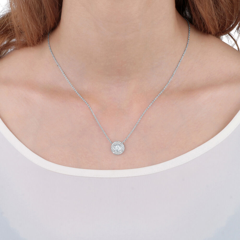 Women's necklace sterling silver Tesori with round pendant