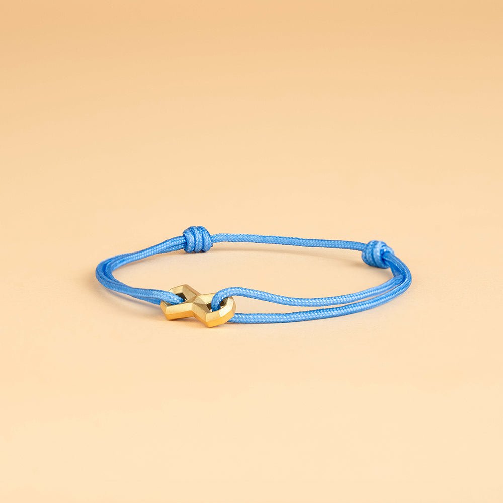 Bratara barbateasca reglabila Infinity Light Blue Gold, GEMINI