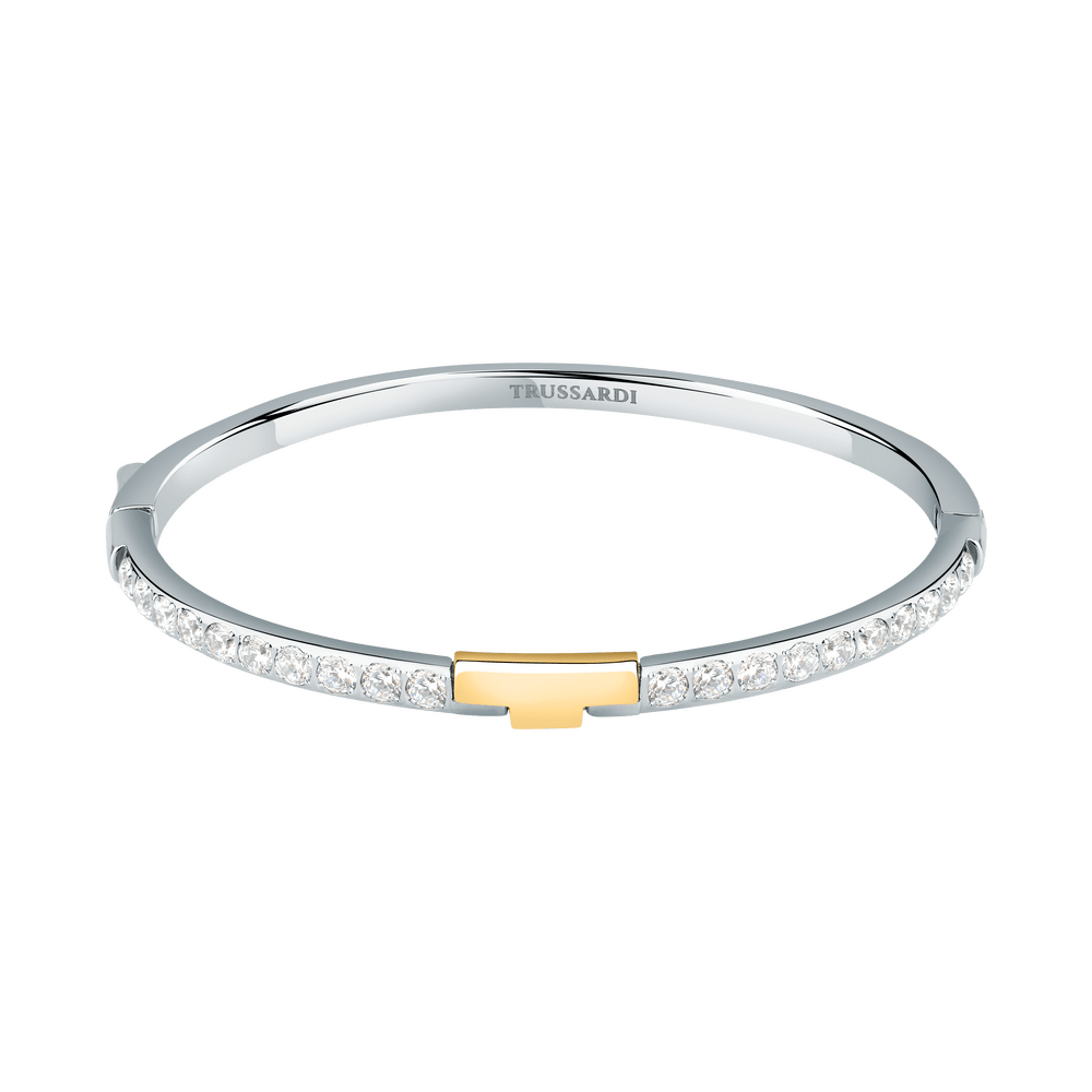 Bratara fixa T - Logo, doua tonuri - Bratari fixe - tjaxc19 - TRUSSARDI - Tessora