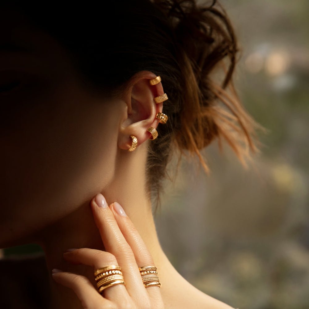 Cercei tip ear cuff Multi Etno de 5.3 cm dreapta, placat cu aur - Cercei - 171/53/KOL/MULTI/PRA/PO - Lilou - Tessora