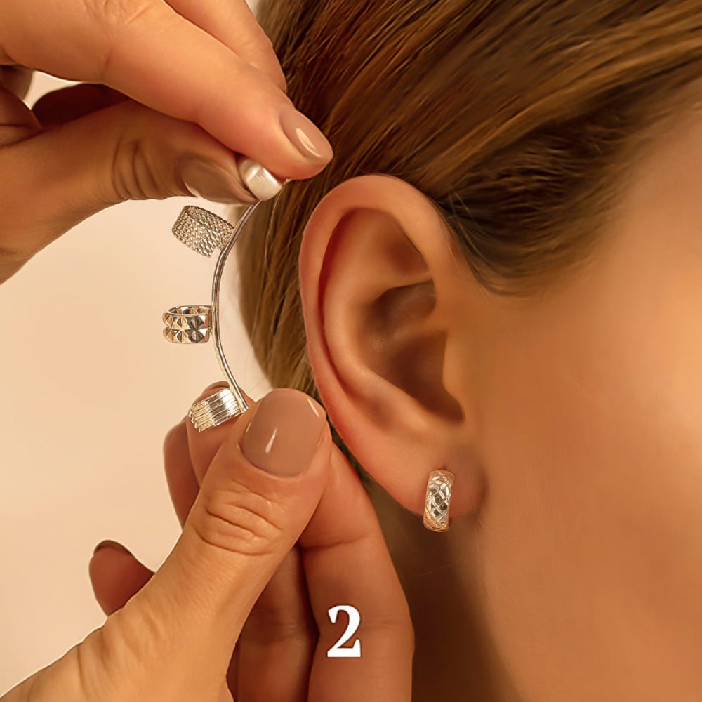 Cercei tip ear cuff Multi Etno de 5.3 cm dreapta, placat cu aur - Cercei - 171/53/KOL/MULTI/PRA/PO - Lilou - Tessora