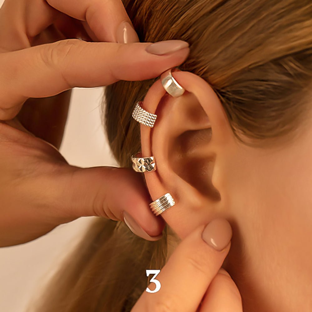 Cercei tip ear cuff Multi Etno de 5.3 cm dreapta, placat cu aur - Cercei - 171/53/KOL/MULTI/PRA/PO - Lilou - Tessora