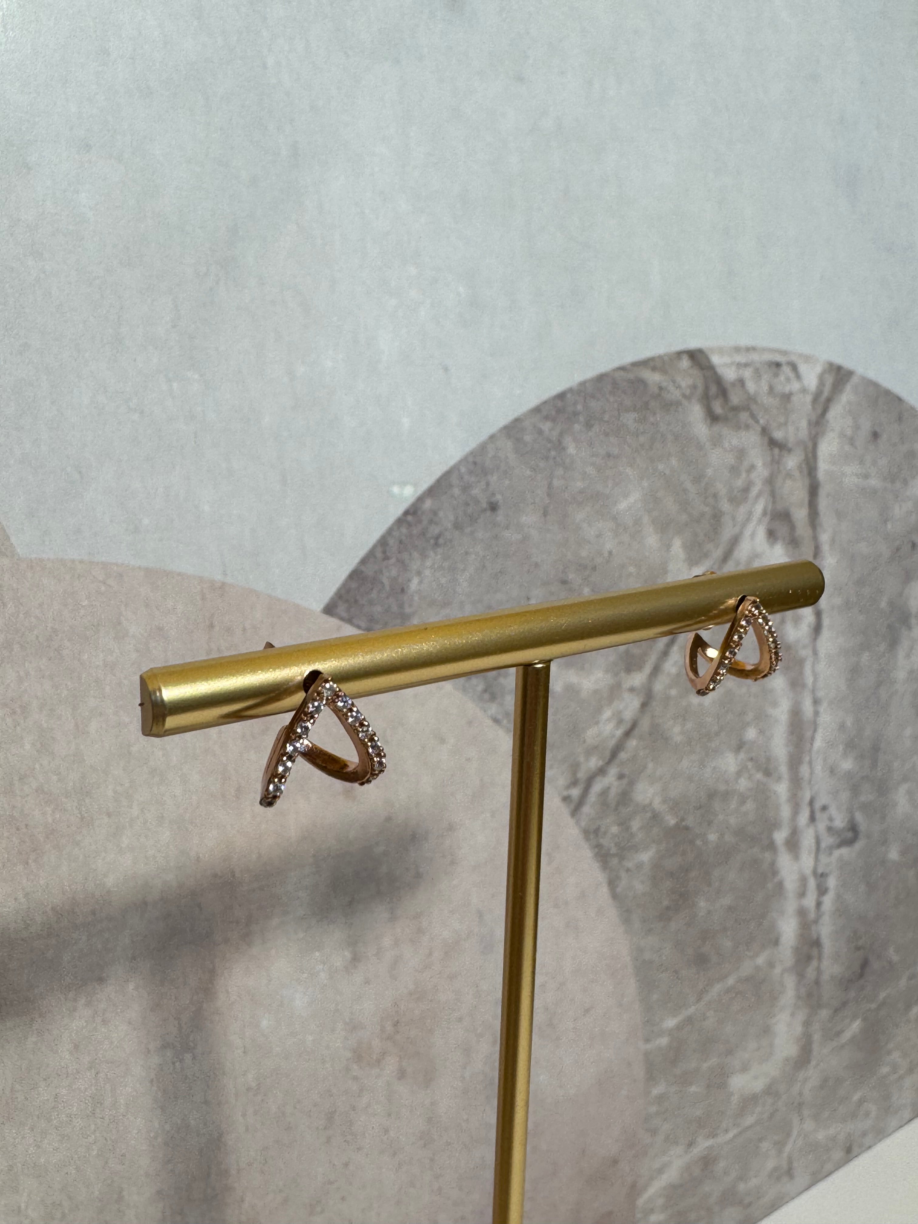 Cercei pentru femei din argint 925, în formă de inimă, placați cu aur roz, TESSORA