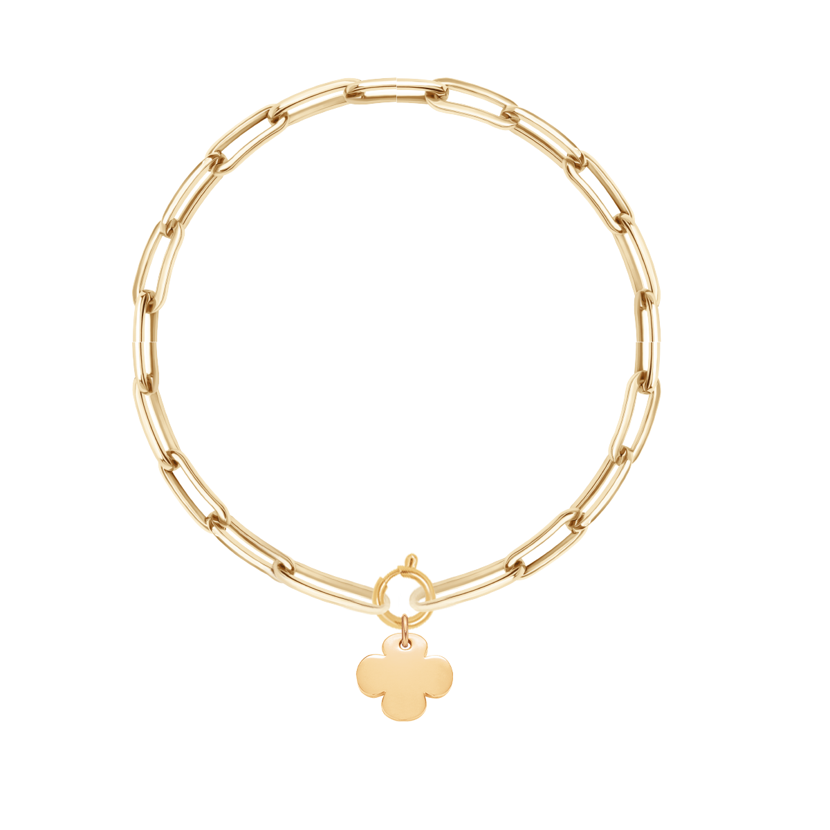 Women's chain bracelet No. 7 with a 15 cm gold-plated clover, engravable, Lilou