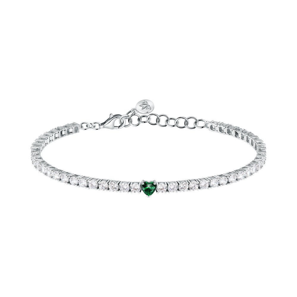Women's bracelet sterling silver Tesori tennis Emerald adjustable 16 cm + 3 cm