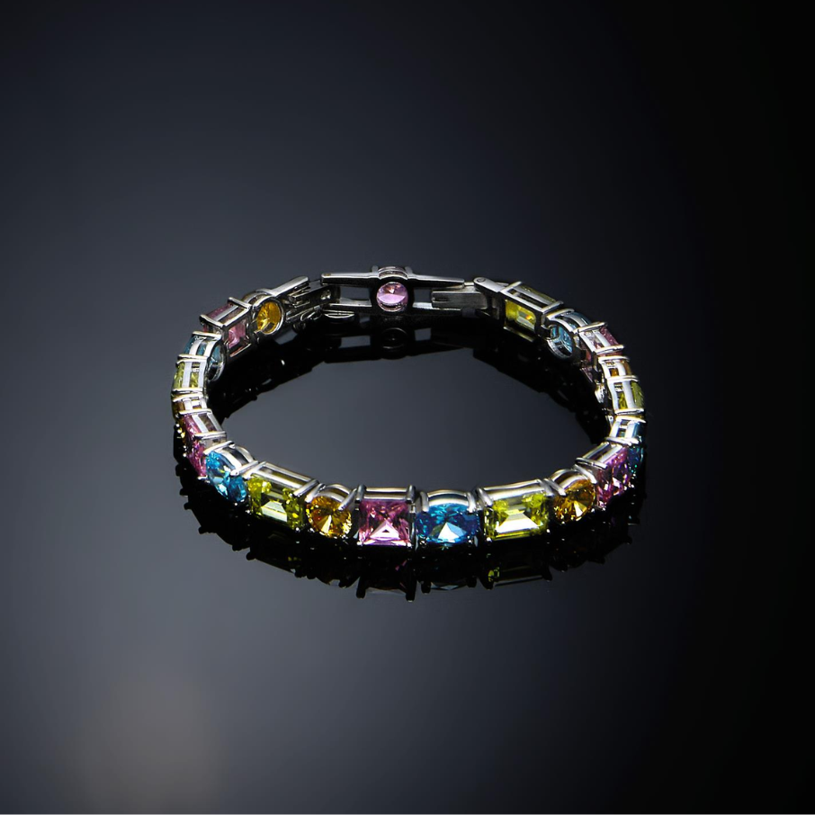 PRINCESS rainbow tennis bracelet with colored stones, Chiara Ferragni
