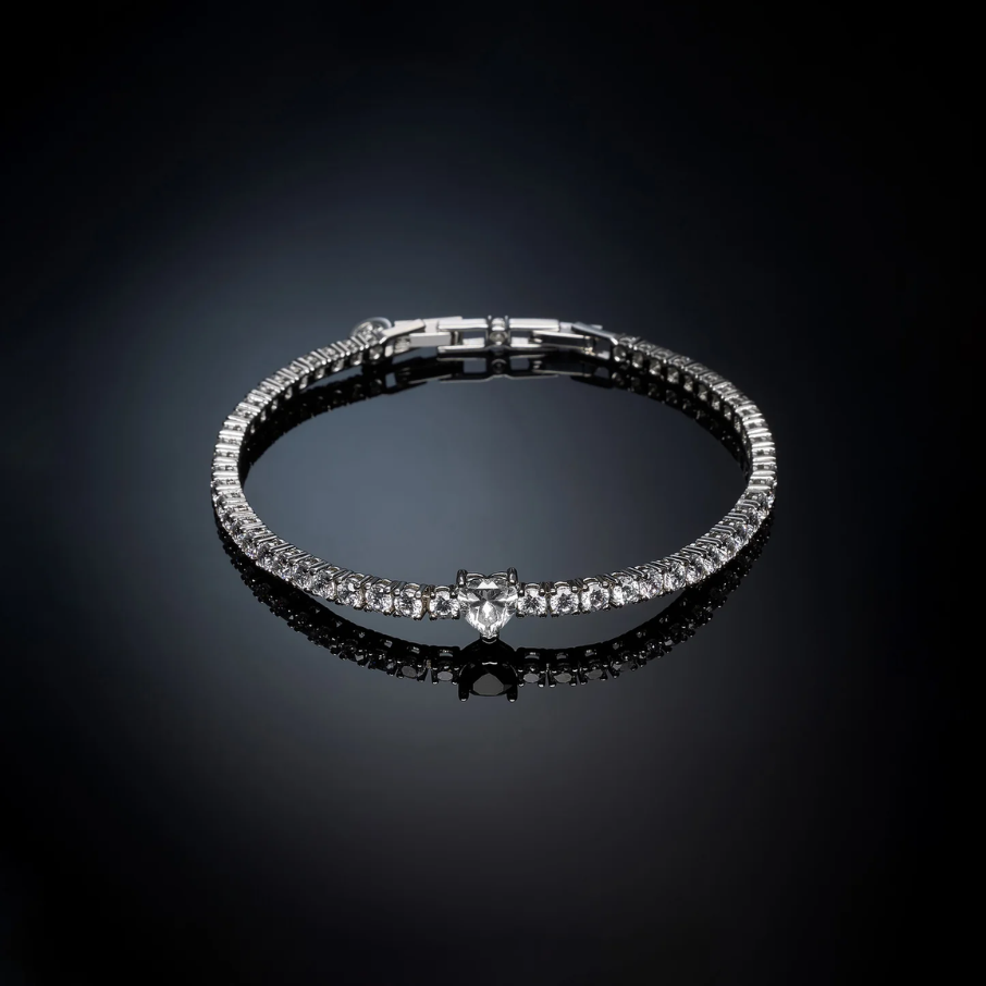 Women's FIRST LOVE rhodium plated tennis bracelet with stones, Chiara Ferragni