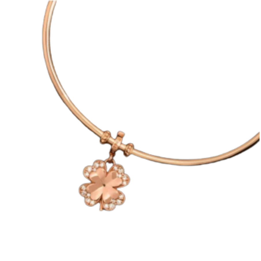Breloc argintiu dama STORIE Clover, ROSATO