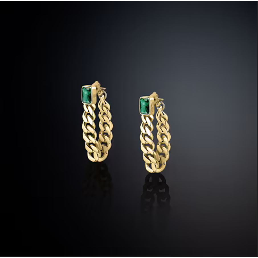Cercei BOSSY CHAIN ​​pentru femei cu zirconiu verde, Chiara Ferragni