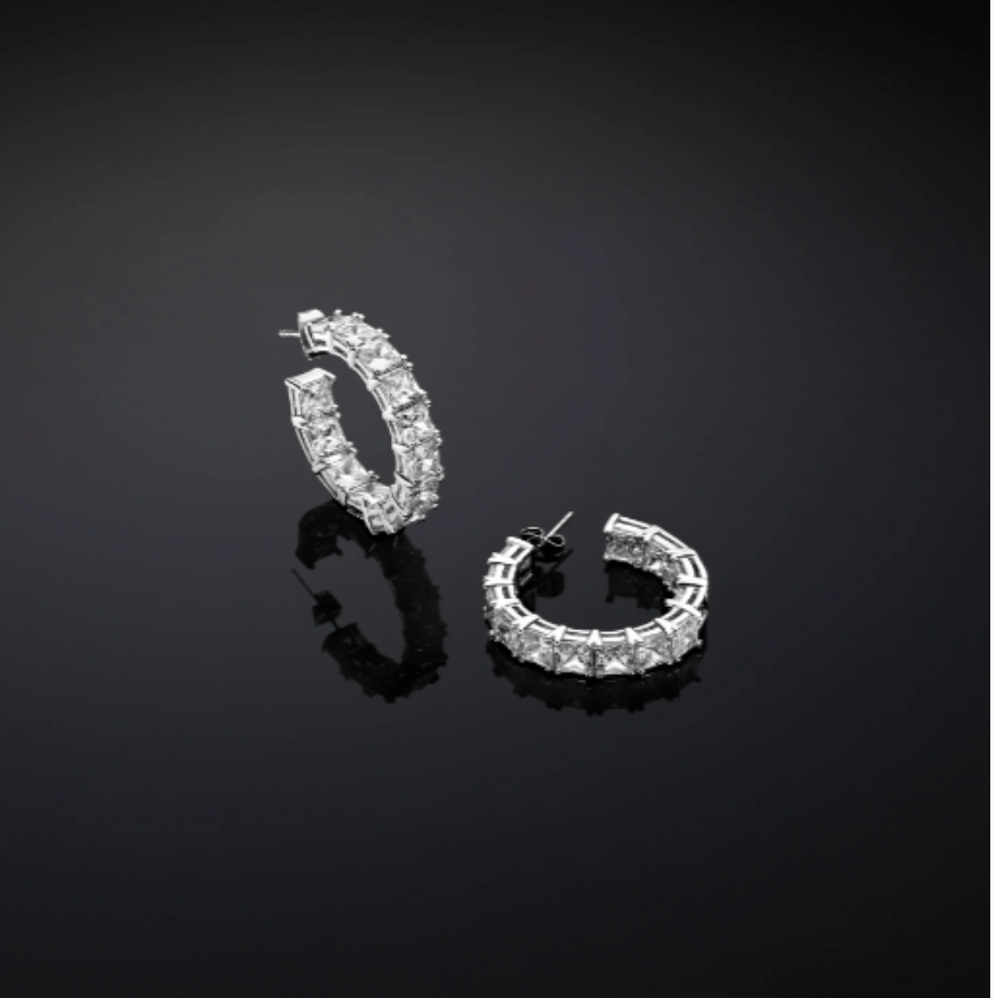 CLASSIC hoop earrings, plated with rhodium, Chiara Ferragni